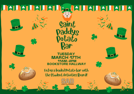 St. Paddy's Potato Bar Updated location: Bookstore Hallway