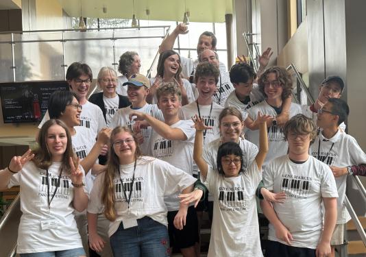 group of children in matching shirts