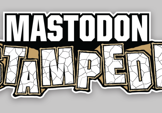 Gray background with Mastodon Stampede text