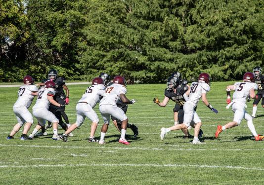 Football players on a field