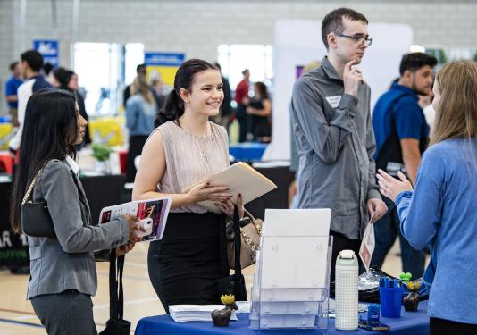 Students at a career fair