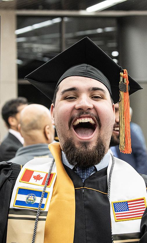 A graduate is cheering