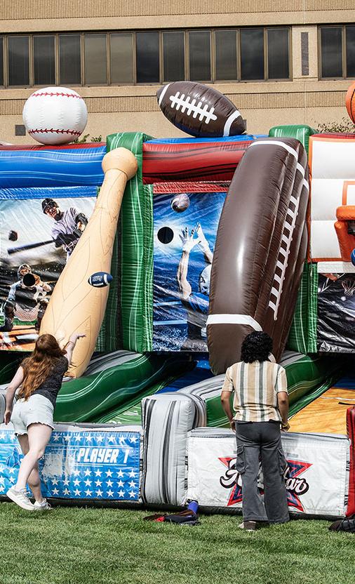 Inflatable game at the Campus Kickoff event