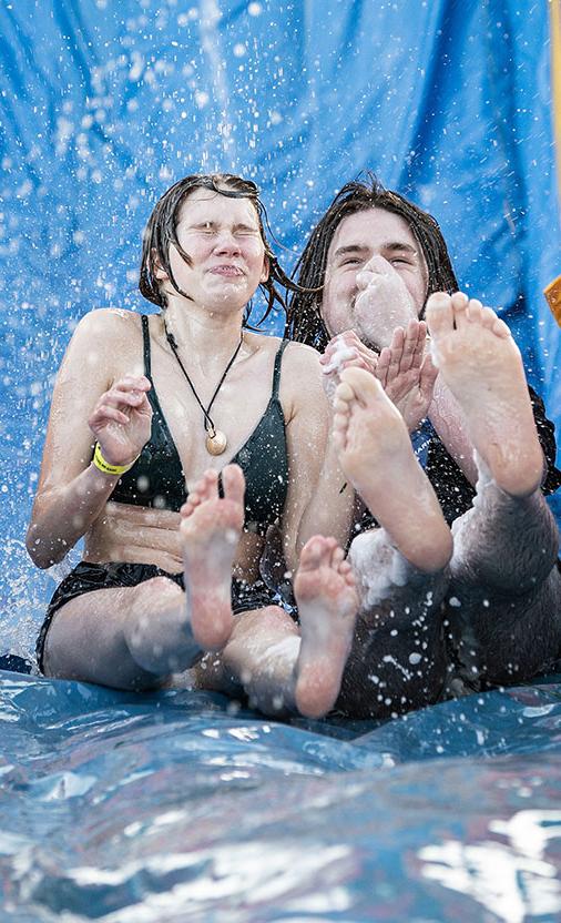 Water slide at Foam Party at the Disco