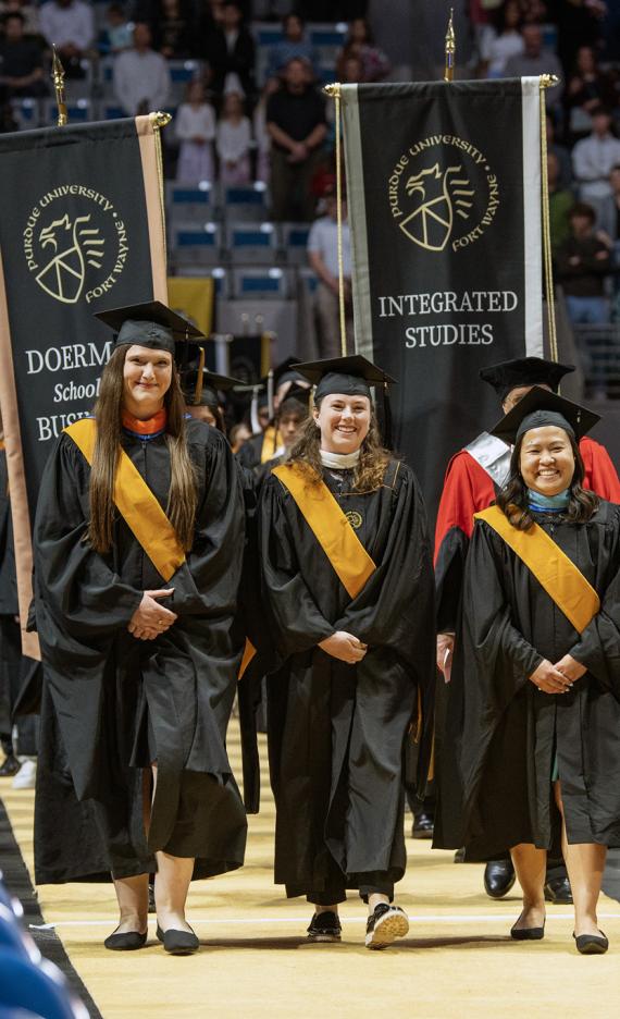 Graduates enter the commencement ceremony 