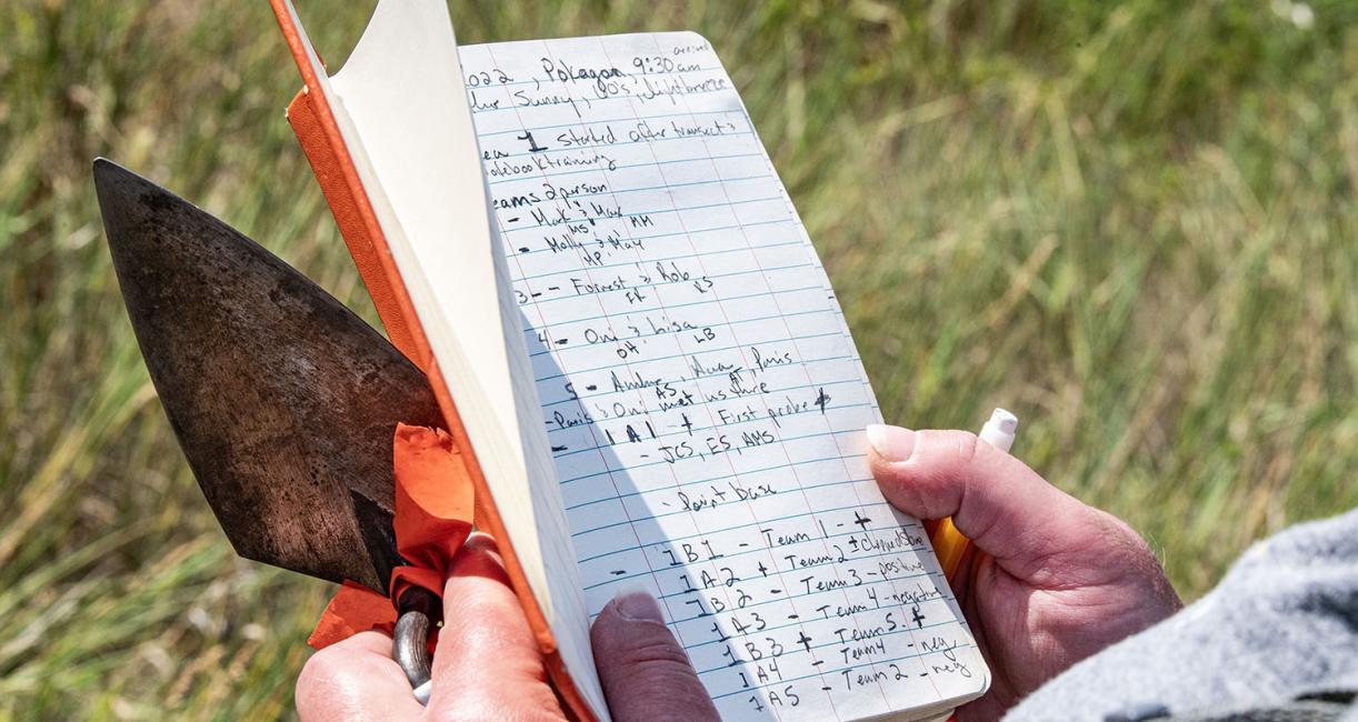 Keeping track of the excavation sites at the archaeology field school.
