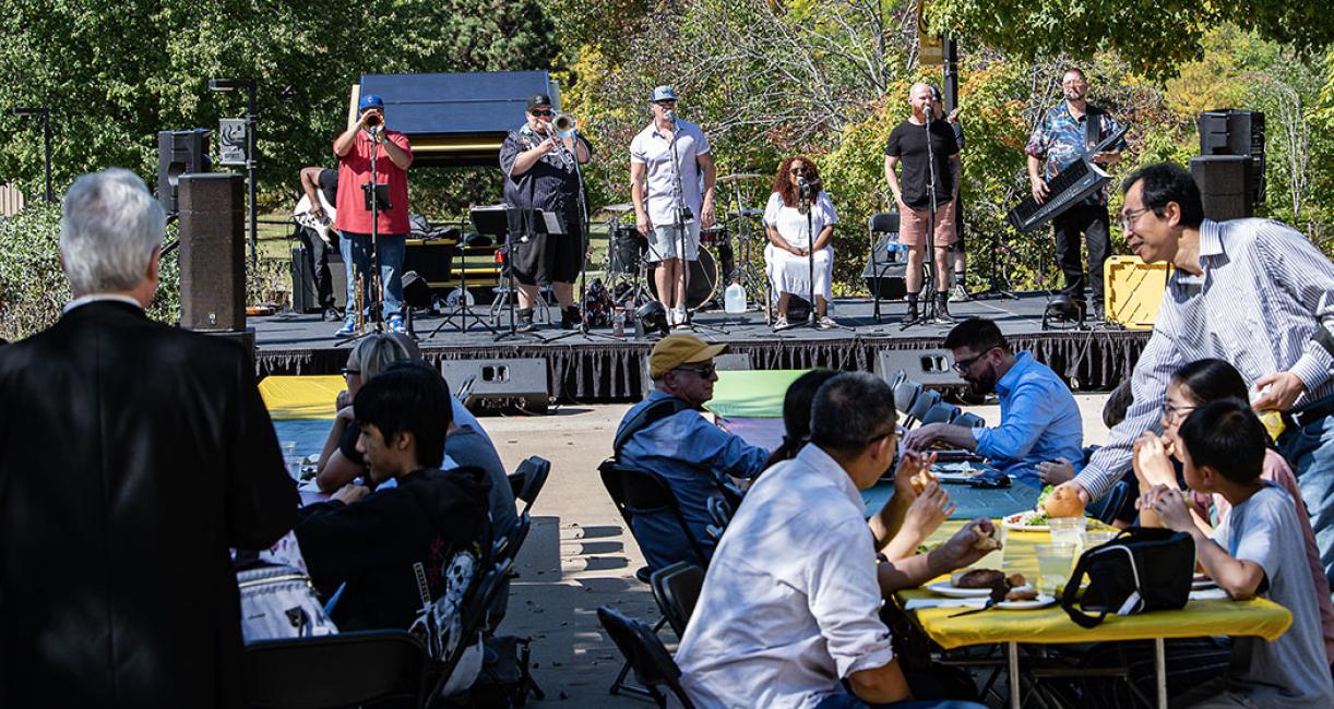 The Fort Wayne Funk Orchestra showcased their selection of funk, hip-hop, rap, and soul tunes at the picnic.