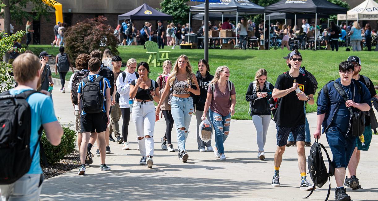 Students walking on campus