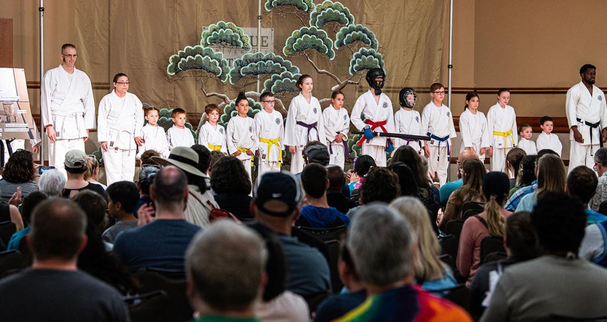 A karate demonstration at the 2023 Cherry Blossom Festival