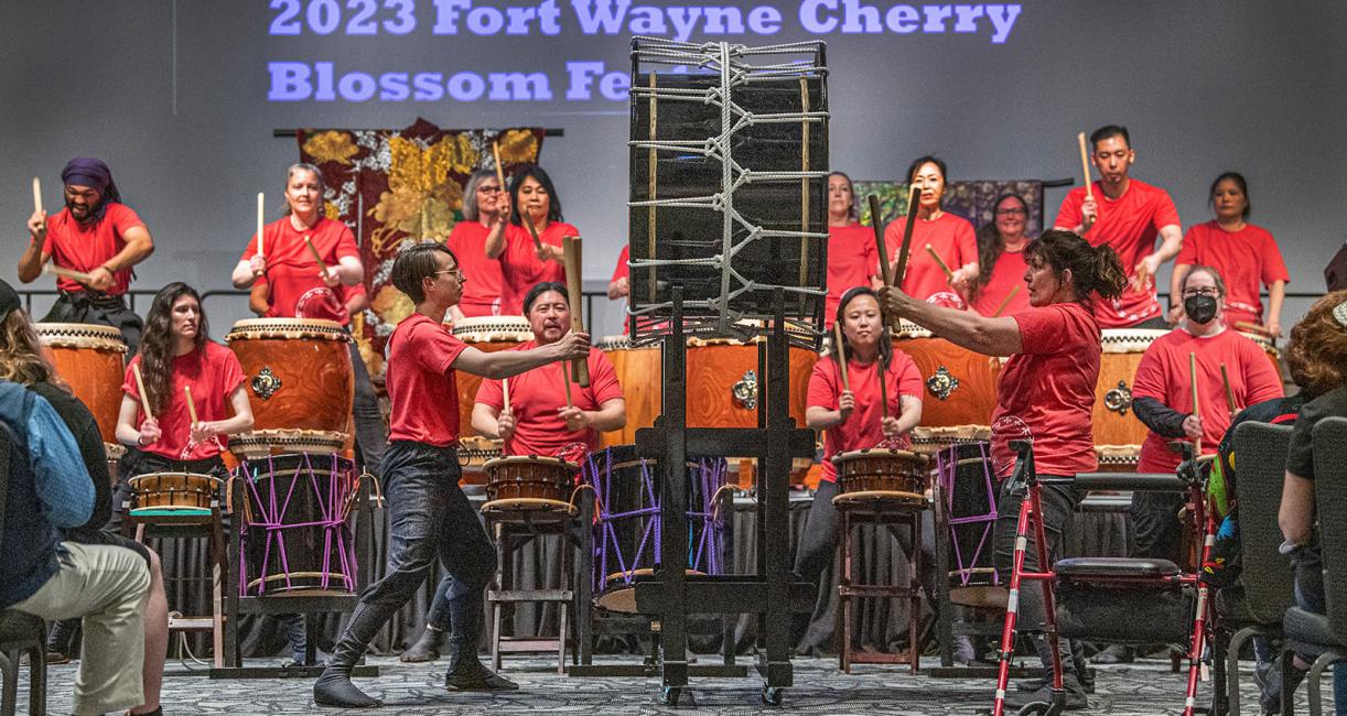 Taiko drum performance at the 2023 Cherry Blossom festival.