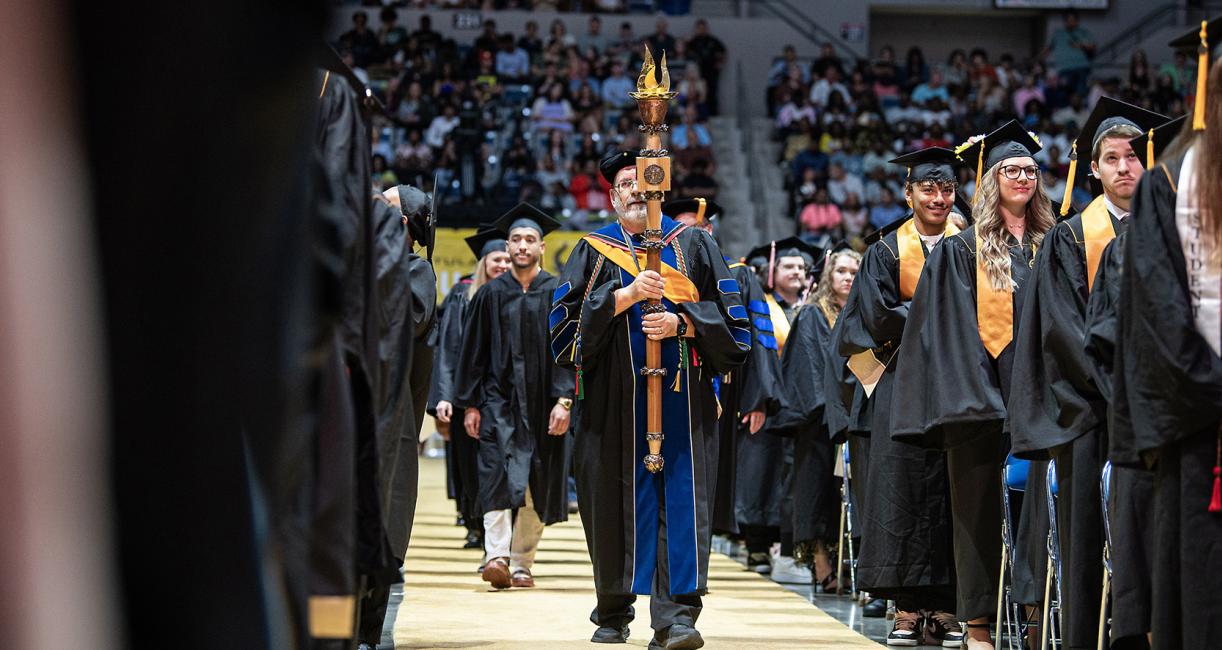 Carrying in the ceremonial mace at commencement