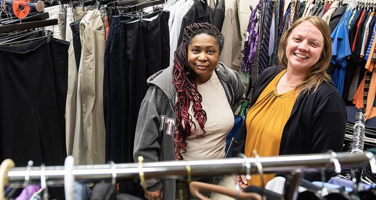 Tracey Hanton and Melody Monday in the Mastodon Career Closet.