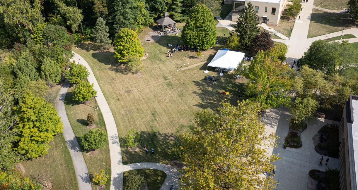 Drone shot of the Surack-Sweetwater Music Industry Building groundbreaking ceremony.