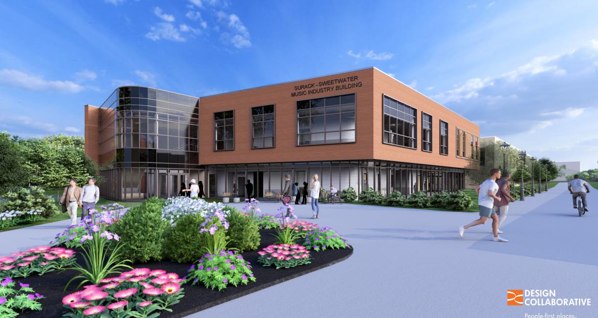 Exterior rendering of the Surack - Sweetwater Music Industry Building