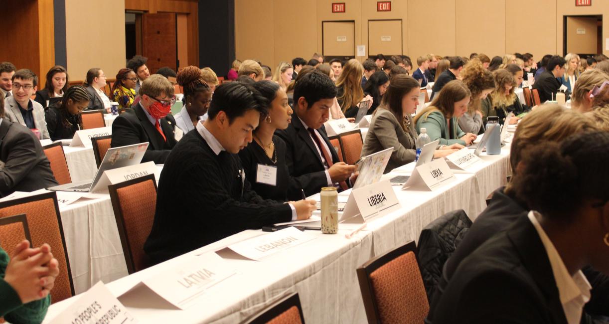 Students at a Model UN session in Chicago.
