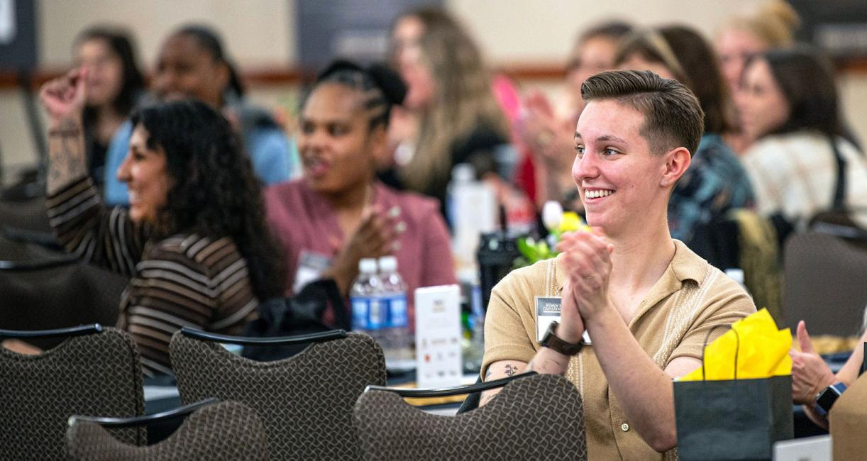 Attendees at a women's conference at Purdue Fort Wayne