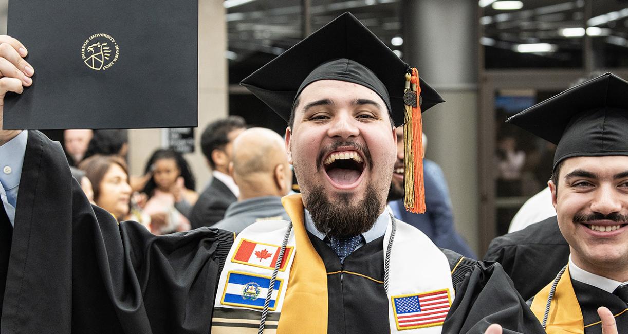 A graduate is cheering