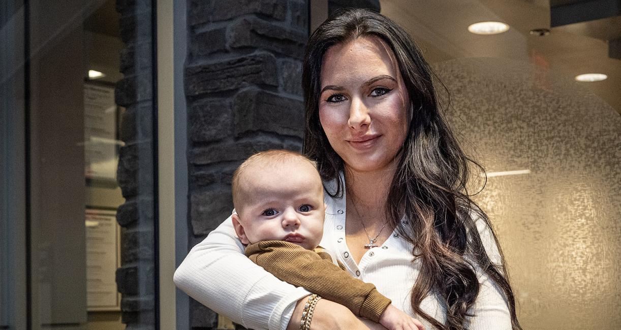 Matilda Radcliff is holding her child