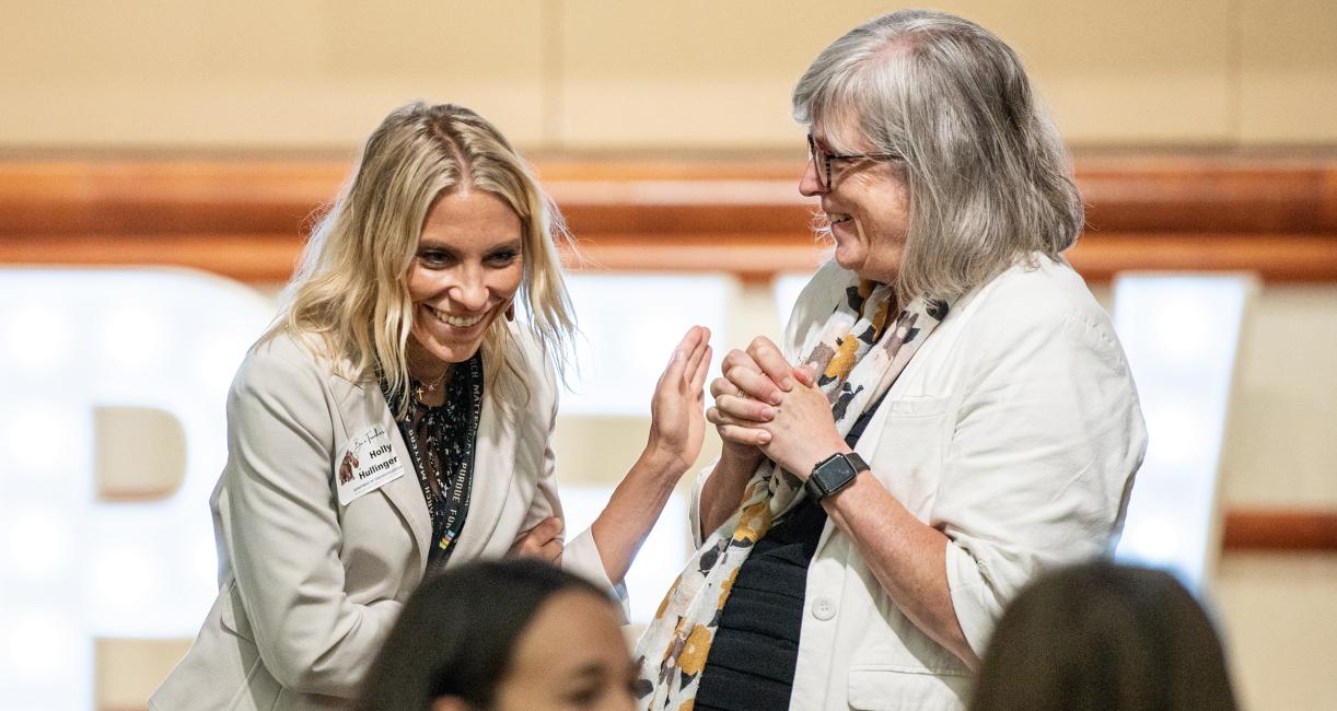 Holly Hullinger, clinical associate professor of elementary education, and Sharon Parnin, clinical assistant professor of educational psychology