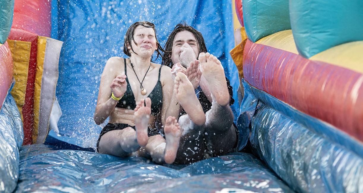 Water slide at Foam Party at the Disco