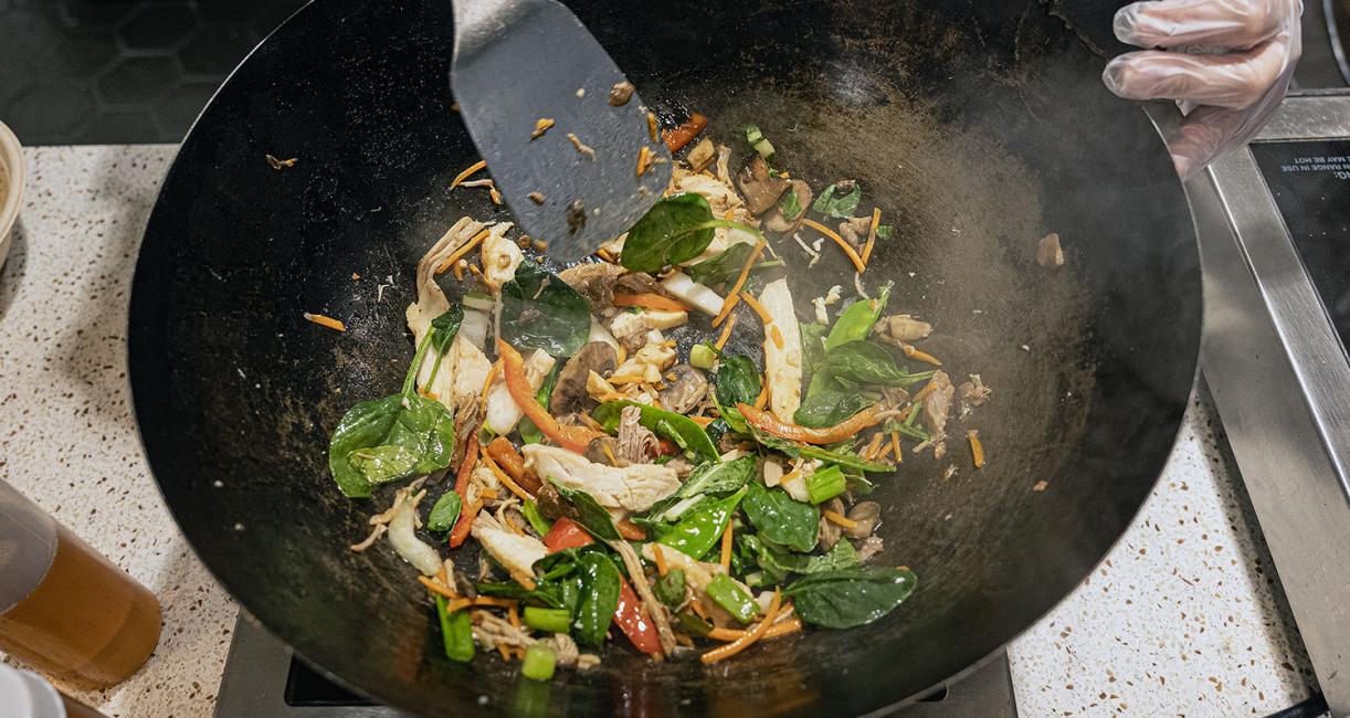 Stir fry in a wok