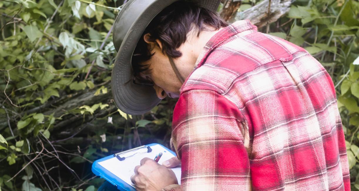 Student records findings during field school study