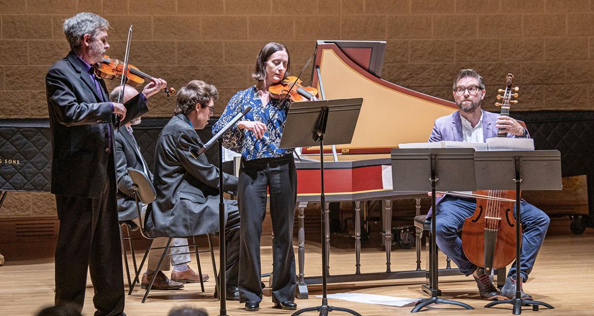 The Kekionga Early Music Collective is performing onstage