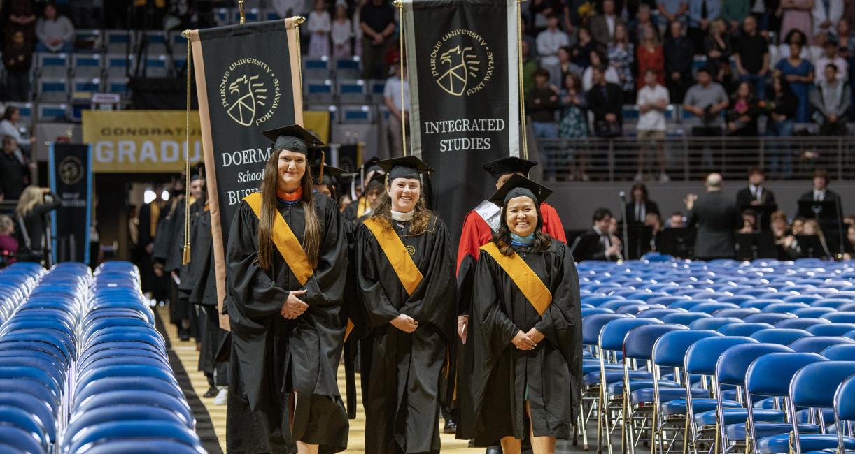 Graduates enter the commencement ceremony 