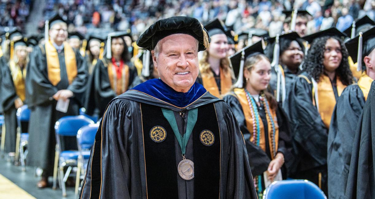 Chancellor Elsenbaumer attends the 2026 commencement ceremony