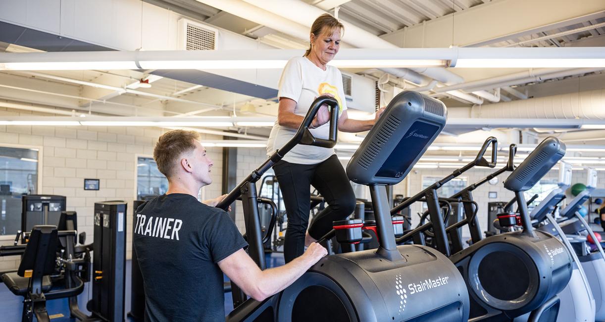 A person is working out in a gym