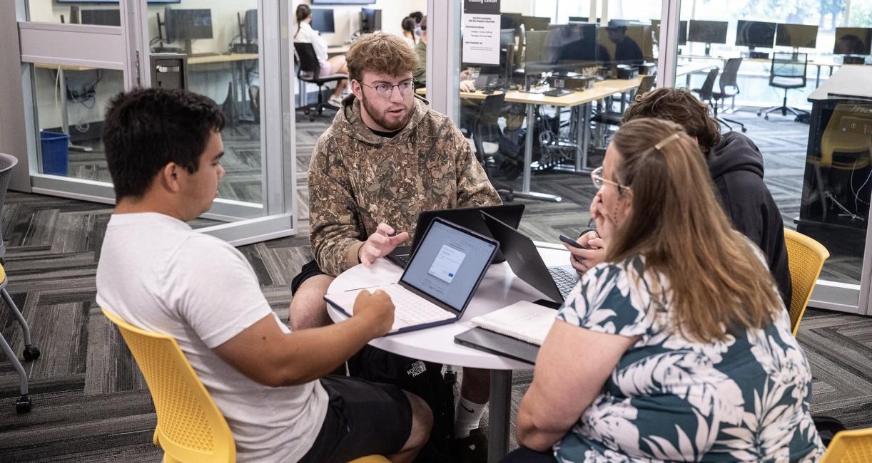 Students are studying together at a table